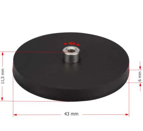 UCHWYT MAGNETYCZNY GWINT M4 OBUDOWA GUMOWA 43x6 mm 2