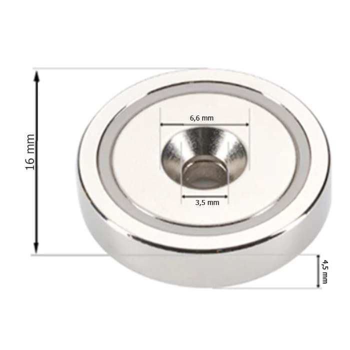 UCHWYT MAGNETYCZNY OBUDOWA STALOWA WKRĘT 16x4,5 mm 3