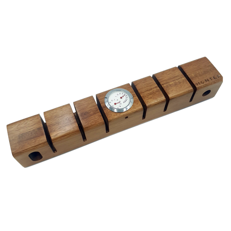 Listwa magnetyczna na noże drewniana termometr higrometr  32,4x5,5x5 cm orzech