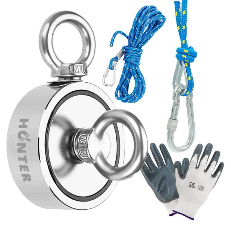 Magnes neodymowy do poszukiwań 2x270 kg uchwyt boczny/górny zestaw