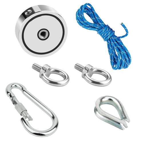 Magnes neodymowy do poszukiwań 2x270 kg uchwyt boczny/górny zestaw 4