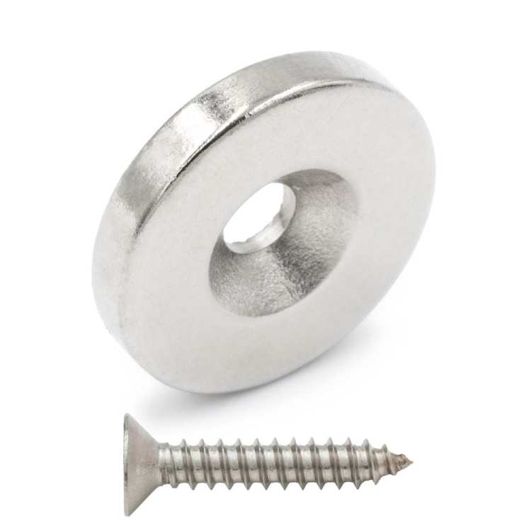 Magnes neodymowy 16x3mm z otworem 7x3,5mm / N45 pod wkręt