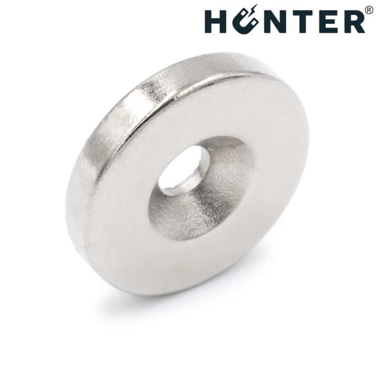 Magnes neodymowy 16x3mm z otworem 7x3,5mm / N45 pod wkręt 1