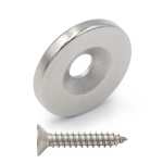 Magnes neodymowy 14x2 mm z otworem 7x3.5 mm / N45 pod wkręt