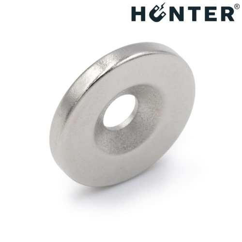 Magnes neodymowy 14x2 mm z otworem 7x3.5 mm / N45 pod wkręt 1