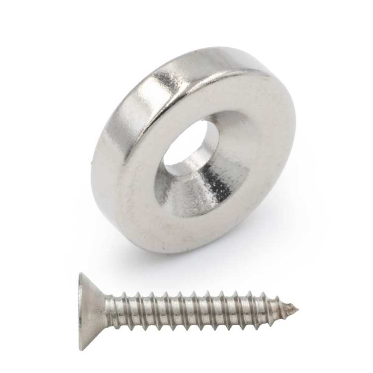 Magnes neodymowy 12x3 mm z otworem 7x3.5 mm / N45 pod wkręt