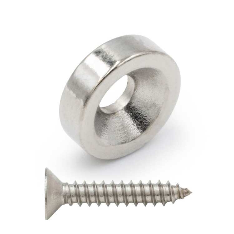 Magnes neodymowy 10x3 mm z otworem 7x3.5 mm / N45 pod wkręt