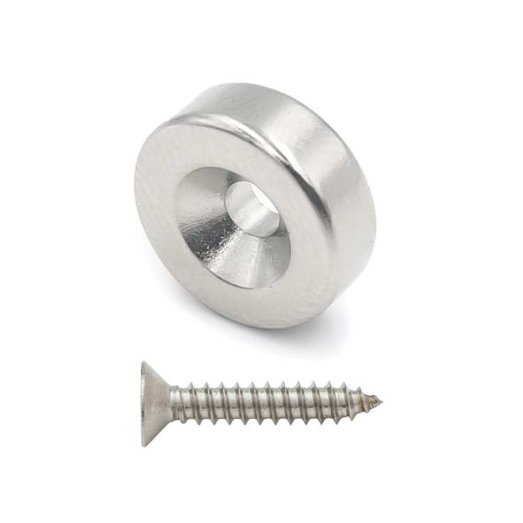 Magnes neodymowy 14x5 mm z otworem 7x3.5 mm / N45 pod wkręt 1