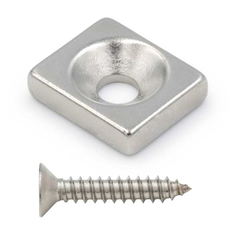 Magnes neodymowy 12x10x3mm z otworem 7,5x3.5mm / N45 pod wkręt 1