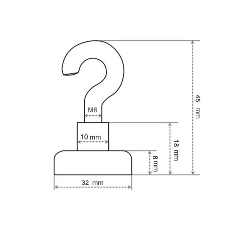 UCHWYT NEODYMOWY HACZYK 32X8 mm magnes UDŹWIG 38 KG 3