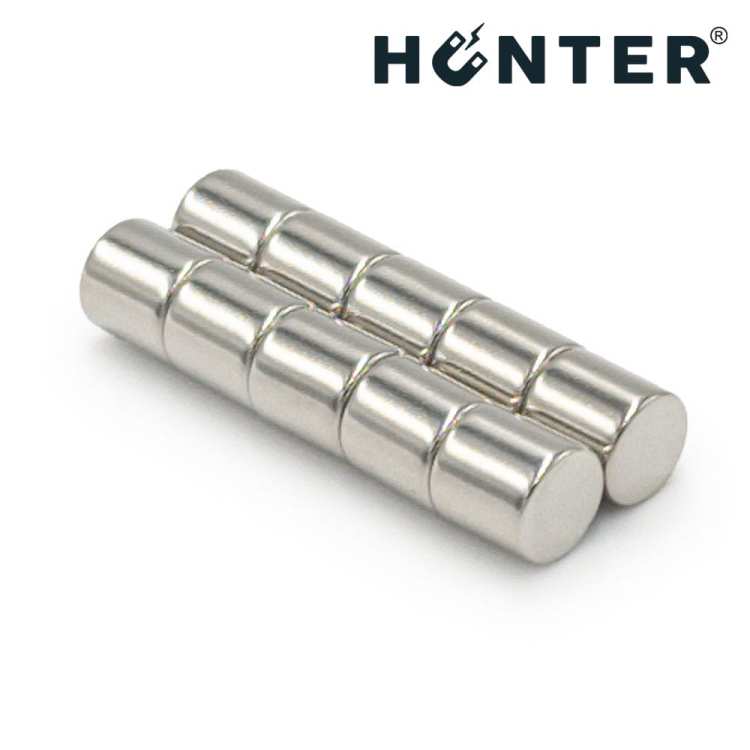 Magnesy neodymowe walcowe 6×6 mm N45 – zestaw, Magnesy Hunter