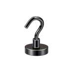 Uchwyt magnetyczny z haczykiem, czarny 16×5 mm, udźwig 8 kg