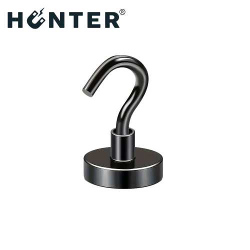 Uchwyt magnetyczny z haczykiem czarny 16 mm, udźwig 8 kg – widok poglądowy, Magnesy Hunter