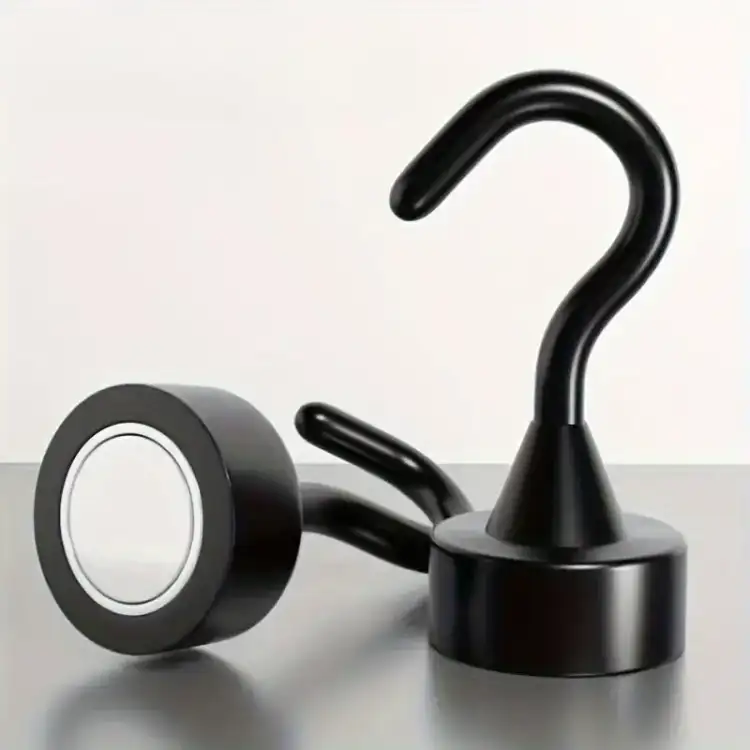 Uchwyt magnetyczny z haczykiem czarny 16 mm, udźwig 8 kg – Magnesy Hunter