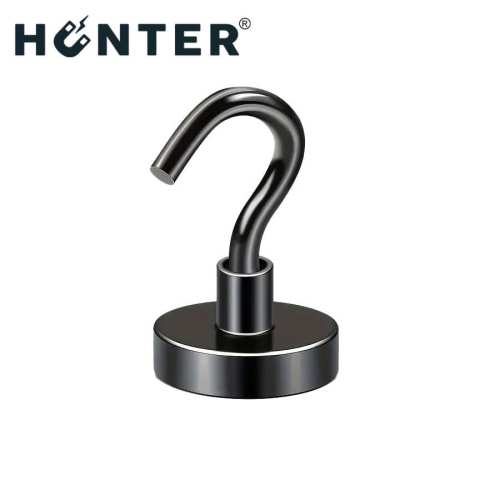 Uchwyt magnetyczny z haczykiem czarny 20 mm, udźwig 16 kg – widok poglądowy, Magnesy Hunter