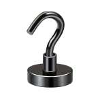Uchwyt magnetyczny z haczykiem, czarny 25×8 mm, udźwig 22 kg