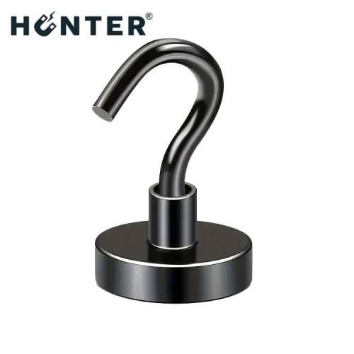 Uchwyt magnetyczny z haczykiem czarny 25 mm, udźwig 22 kg – widok poglądowy, Magnesy Hunter