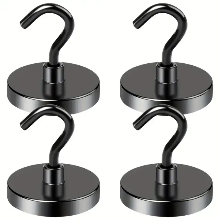 Uchwyt magnetyczny z haczykiem czarny 25 mm – zestaw, udźwig 22 kg, Magnesy Hunter