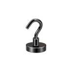 Uchwyt magnetyczny z haczykiem, czarny 12×5 mm, udźwig 5 kg