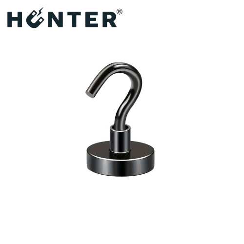 Uchwyt magnetyczny z haczykiem czarny 12 mm, udźwig 5 kg – widok poglądowy, Magnesy Hunter