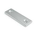 Magnes neodymowy płytkowy pod wkręt 60×20×4 mm z dwoma otworami 7,5×3,5 mm, N45