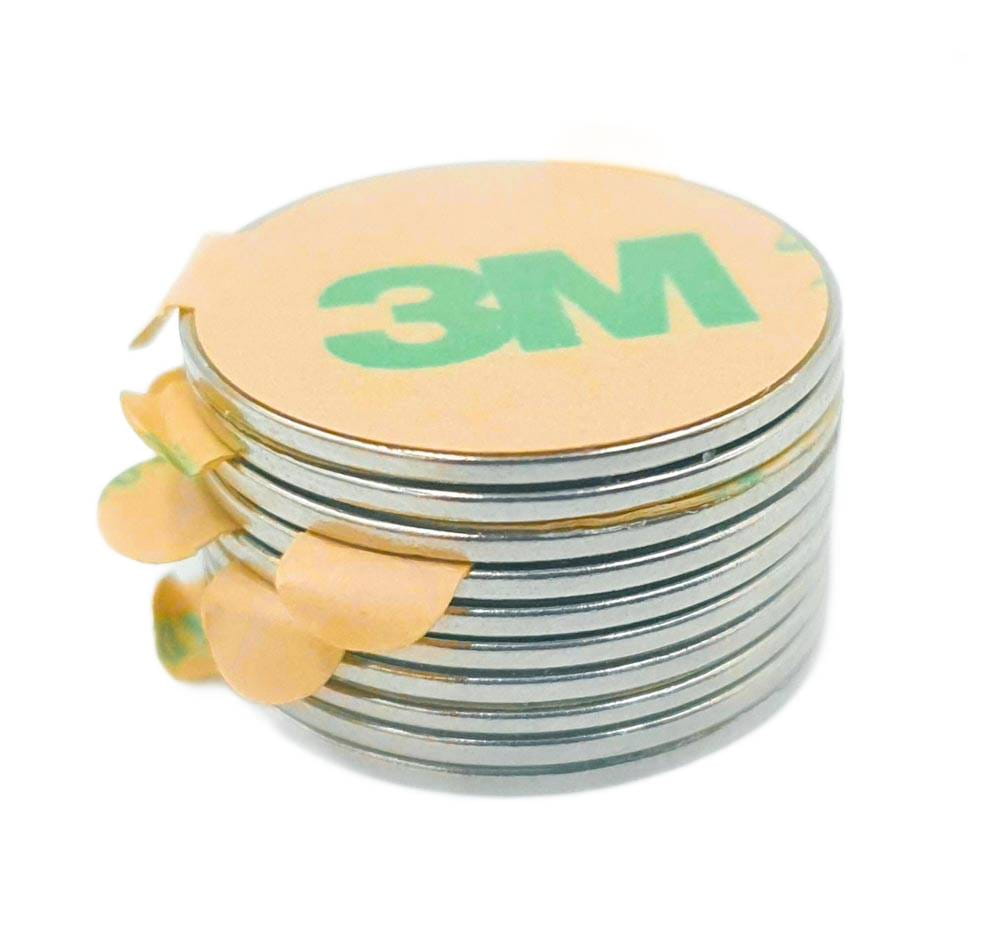 Magnes neodymowy 20x1mm walcowy / N45 z klejem 3M 4