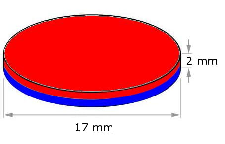 Magnes neodymowy 17x2 mm / N45 z klejem 3M 5