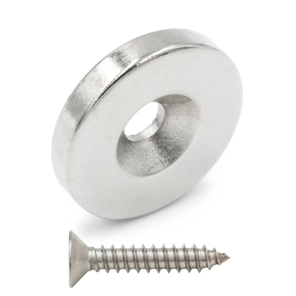 Magnes neodymowy 16x3mm z otworem 7x3,5mm / N45 pod wkręt