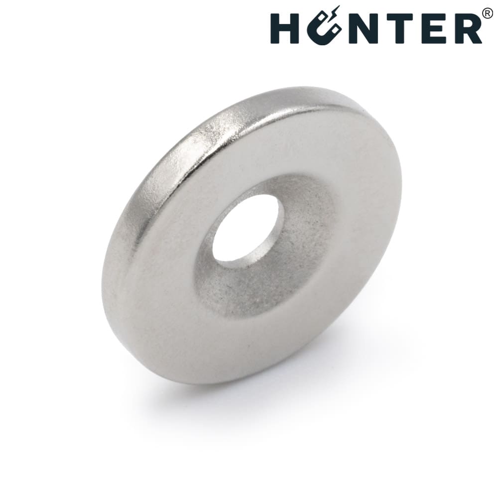 Magnes neodymowy 14x2 mm z otworem 7x3.5 mm / N45 pod wkręt 1