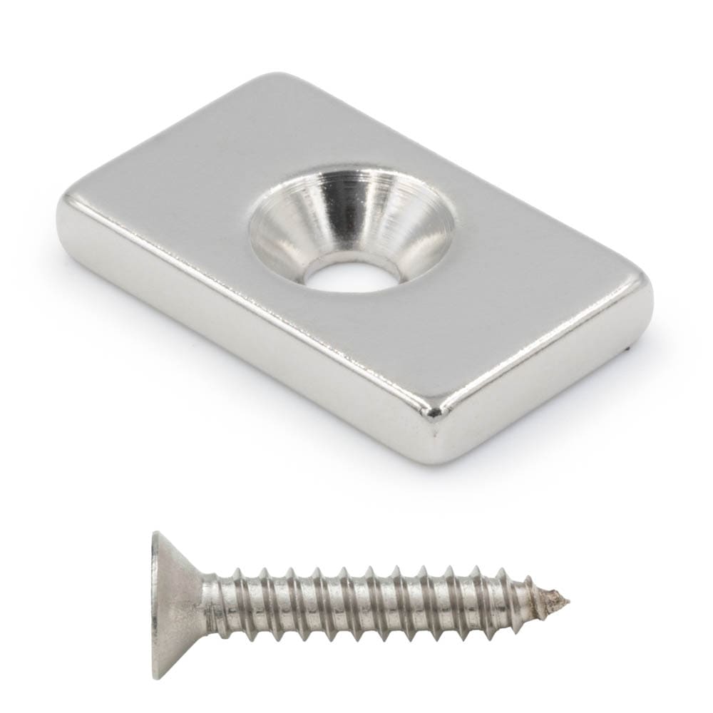 Magnes neodymowy 20x12x3mm otwory 7/3,5 pod wkręt