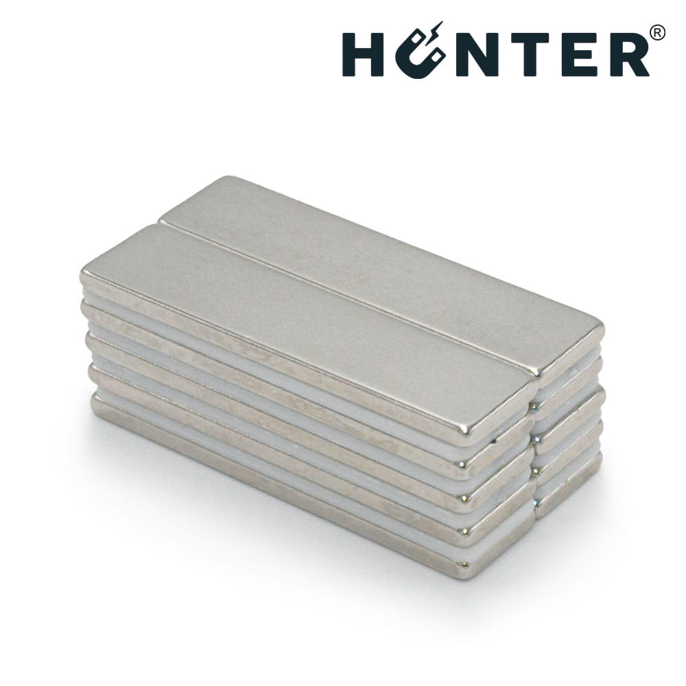 Magnesy neodymowe płytkowe 40×10×2 mm N45 – zestaw, Magnesy Hunter