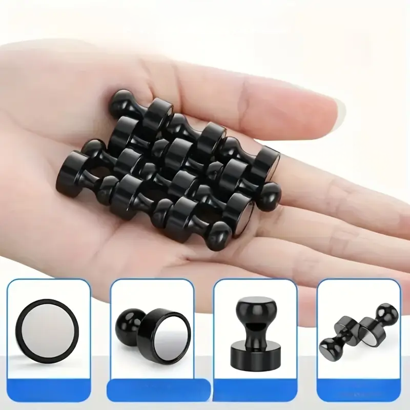 Magnesy neodymowe pinezki czarne ∅12 mm – zestaw, Magnesy Hunter