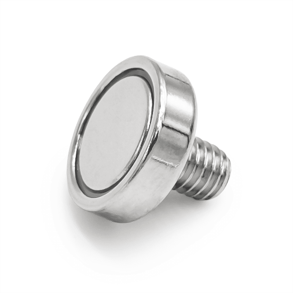 Uchwyt magnetyczny w obudowie z gwintem zewnętrznym M6, 16×5 mm – powierzchnia magnetyczna, Magnesy Hunter