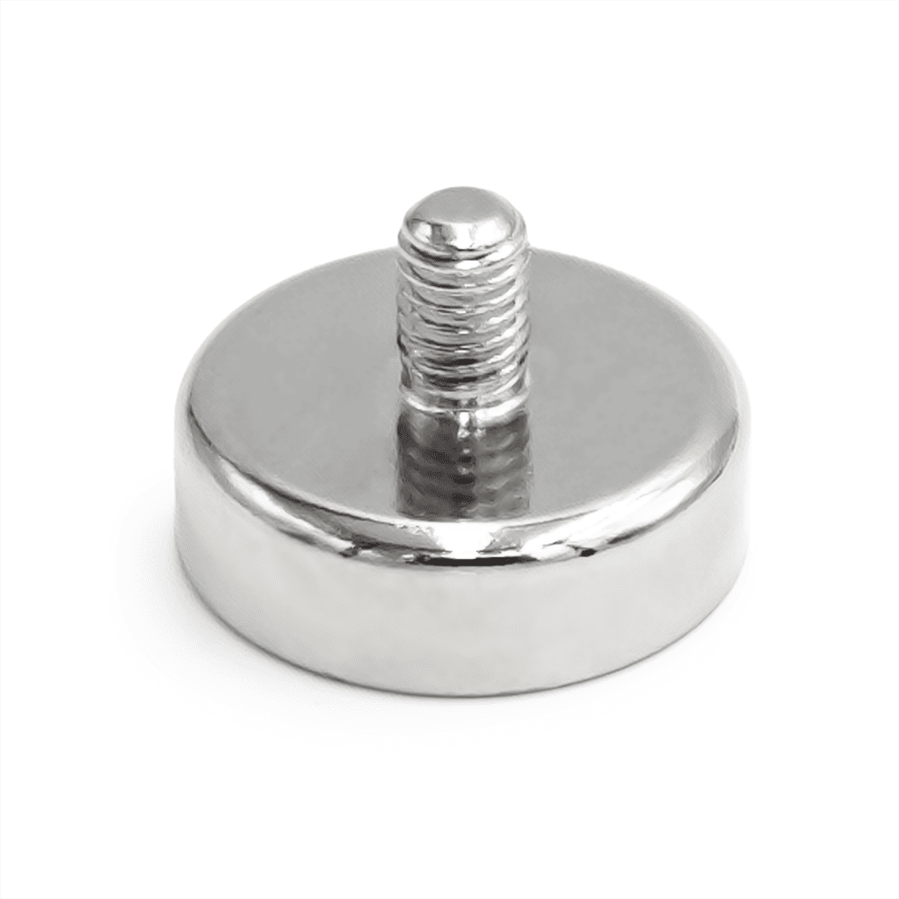 Uchwyt magnetyczny neodymowy w obudowie z gwintem zewnętrznym M6, średnica 25 mm – Magnesy Hunter